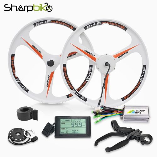 sharpbike-26-inch-white-magnesium-motor-wheel-kit